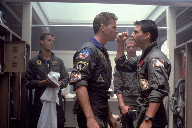 Val Kilmer, second from left, with Tom Cruise, Anthony Edwards and Rick Rossovich in Top Gun.jpg