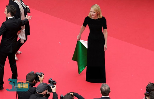 کیت بلانشت و لباس جنجالی او روی فرش قرمز کن که نمادِ پرچم فلسطین بود / وقتی همه خواب بودند 